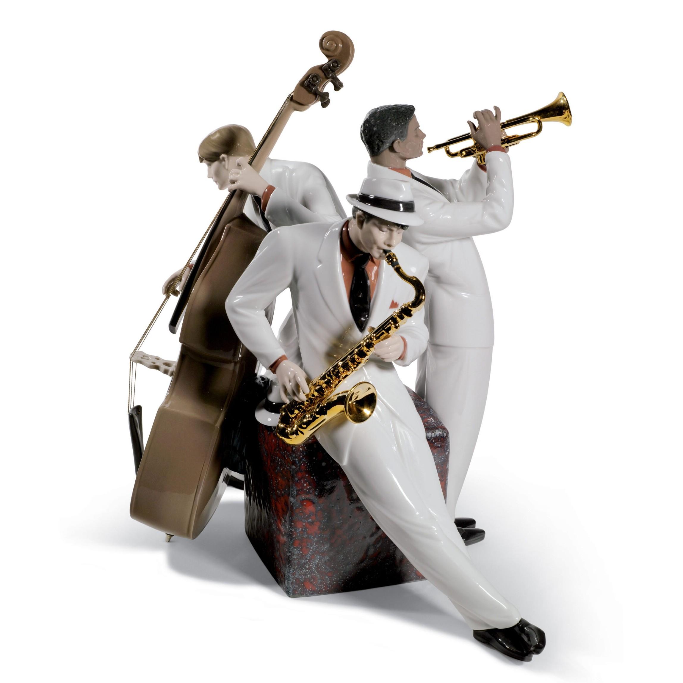 Джазовое трио. Лядро джаз трио. Испанский фарфор Lladro статуэтки джаз музыканты. Lladro Jazz. Статуэтки музыкантов Lladro.